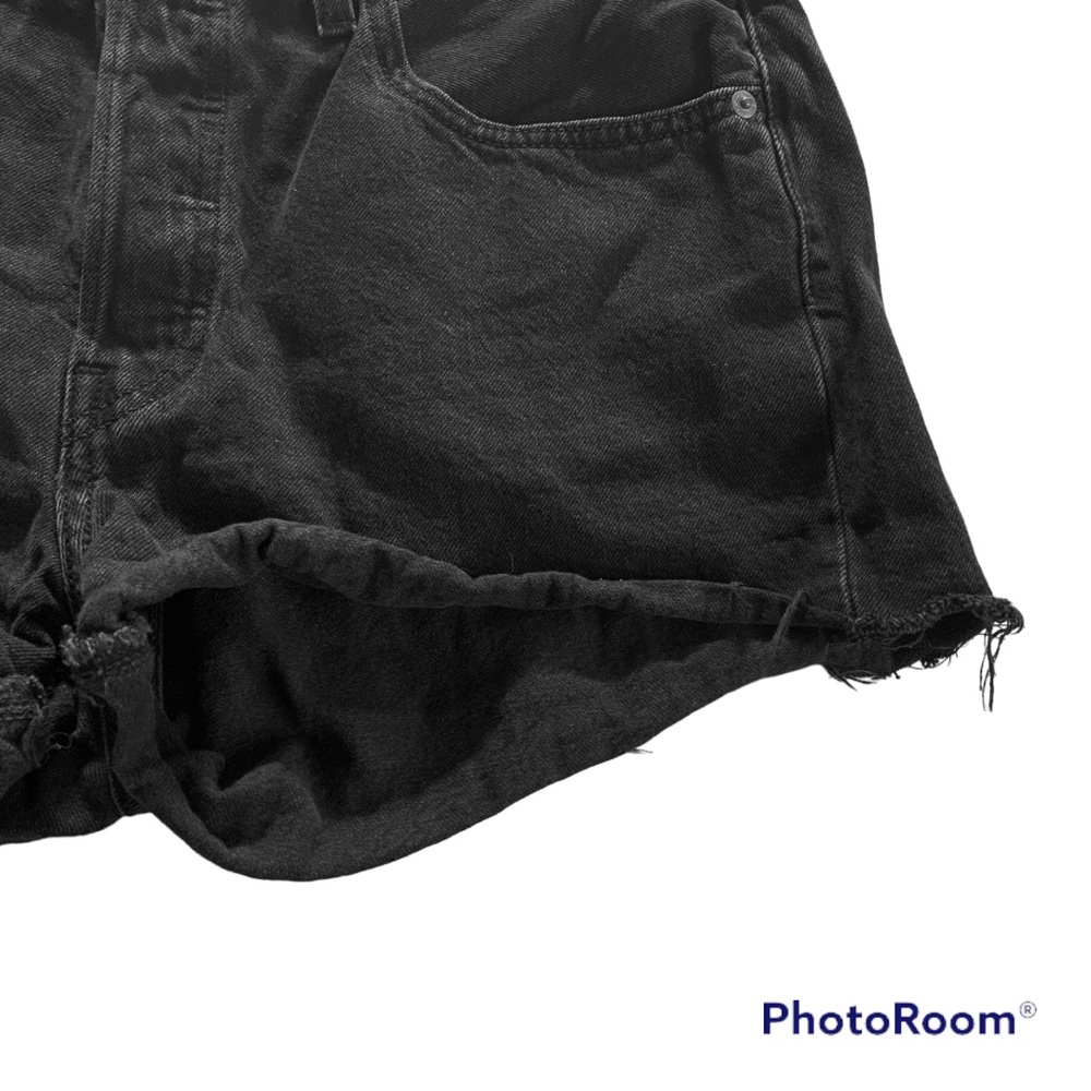 Levis 501 Black Raw Hem Jean Shorts - Picture 6 of 10